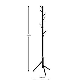 Garderobenständer HAKU, 8 Haken mit jeweils 5 kg Tragkraft, Ø 480 x H 1730 mm, Stahlrohr lackiert, schwarz