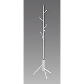 Garderobenständer HAKU, 8 Haken mit jeweils 5 kg Tragkraft, Ø 480 x H 1730 mm, Stahlrohr lackiert, weiß