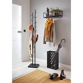 Garderobenständer HAKU, 8 Haken mit jeweils 5 kg Tragkraft, Fußplatte, B 290 x T 290 x H 1760 mm, Stahlrohr pulverbeschichtet/Metall, schwarz