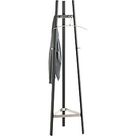 Garderobenständer HAKU, 9 Haken mit jeweils 5 kg Tragkraft, B 470 x T 470 x H 1770 mm, Stahlrohr pulverbeschichtet/Metall, chrom-schwarz