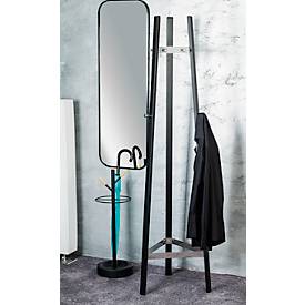 Garderobenständer HAKU, 9 Haken mit jeweils 5 kg Tragkraft, B 470 x T 470 x H 1770 mm, Stahlrohr pulverbeschichtet/Metall, chrom-schwarz