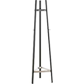 Garderobenständer HAKU, 9 Haken mit jeweils 5 kg Tragkraft, B 470 x T 470 x H 1770 mm, Stahlrohr pulverbeschichtet/Metall, chrom-schwarz