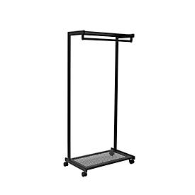 Garderobenständer MAULbolero, mit Rollen, Hut- & Schuhablage, B 780 x T 460 x H 1660 mm, Metall, schwarz