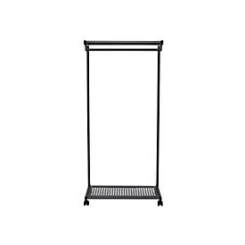 Garderobenständer MAULbolero, mit Rollen, Hut- & Schuhablage, B 780 x T 460 x H 1660 mm, Metall, schwarz