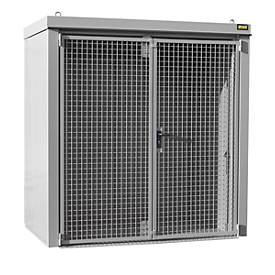Gasflaschencontainer BAUER GFC-B M1, B 1175 x T 2120 x H 2265, für 28 Gasflaschen, feuerbeständig, abschließbar, grau