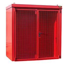 Gasflaschencontainer BAUER GFC-B M1, B 1175 x T 2120 x H 2265, für 28 Gasflaschen, feuerbeständig, abschließbar, rot