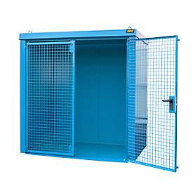 Gasflaschencontainer BAUER GFC-B M2, B 1570 x T 2125 x H 2265, für 35 Gasflaschen, feuerbeständig, abschließbar, blau