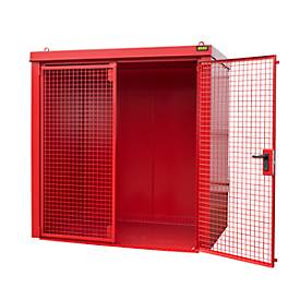 Gasflaschencontainer BAUER GFC-B M2, B 1570 x T 2125 x H 2265, für 35 Gasflaschen, feuerbeständig, abschließbar, rot