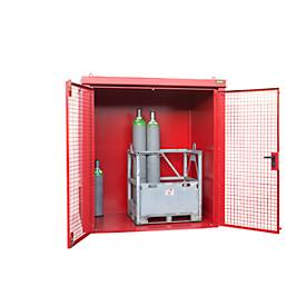 Gasflaschencontainer BAUER GFC-B M2, B 1570 x T 2125 x H 2265, für 35 Gasflaschen, feuerbeständig, abschließbar, rot