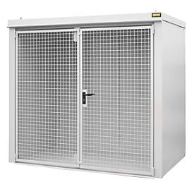 Gasflaschencontainer BAUER GFC-B M3, B 1570 x T 2425 x H 2265, für 45 Gasflaschen, feuerbeständig, abschließbar, weiß