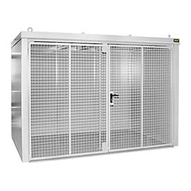 Gasflaschencontainer BAUER GFC-B M4, B 1570 x T 3120 x H 2295, für 60 Gasflaschen, feuerbeständig, abschließbar, weiß