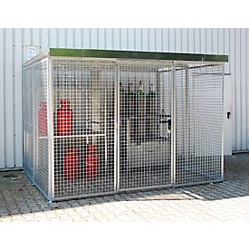 Gasflaschencontainer, für Außenbereich, mit Dach und Einflügeltür, feuerverzinkt, für 104 Flaschen