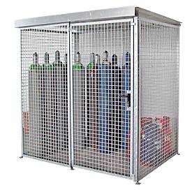 Gasflaschencontainer, für Außenbereich, mit Dach und Einflügeltür, feuerverzinkt, für 48 Flaschen