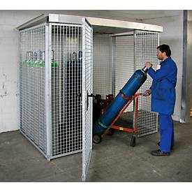 Gasflaschencontainer, für Außenbereich, mit Dach und Einflügeltür, feuerverzinkt, für 60 Flaschen
