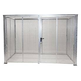 Gasflaschencontainer, für Außenbereich, ohne Dach, mit Doppelflügeltür, feuerverzinkt, für 104 Flaschen