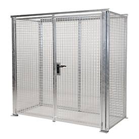 Gasflaschencontainer, für Außenbereich, ohne Dach, mit Doppelflügeltür, feuerverzinkt, für 32 Flaschen