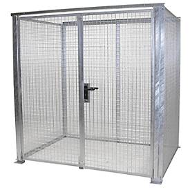 Gasflaschencontainer, für Außenbereich, ohne Dach, mit Doppelflügeltür, feuerverzinkt, für 48 Flaschen