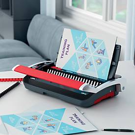 GBC CombBind CB15 manuelles Bindegerät – 165 Blatt, 15 Blatt stanzen, 19 mm Rücken, A4, schwarz/rot/silber