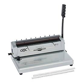 GBC WireBind W12 – manuelles Drahtbindegerät, 125 Blatt, 14,3 mm/34 Ringe, Ein‑Griff‑Bedienung, silber