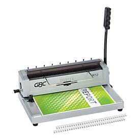 GBC WireBind W12 – manuelles Drahtbindegerät, 125 Blatt, 14,3 mm/34 Ringe, Ein‑Griff‑Bedienung, silber