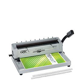 GBC WireBind W12 – manuelles Drahtbindegerät, 125 Blatt, 14,3 mm/34 Ringe, Ein‑Griff‑Bedienung, silber