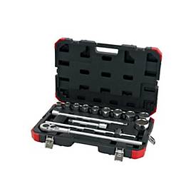 GEDORE RED Steckschlüsselsatz R7800 4014, 14-tlg., 3/4 Zoll, CV-Stahl, SW 22-50 mm, Umschaltknarre 24 Zähne