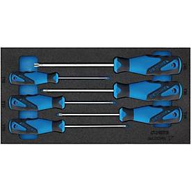 Gedore Werkzeugeinlage 1500 CT1-2163 TX, 1/3 Modul, inkl. Schraubendrehersortiment, 6-tlg., B 157,5 x T 310 x H 35 mm, Schaumstoff, schwarz/blau