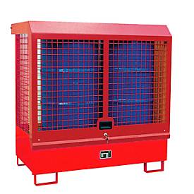 Gefahrstoff-Depot Typ GD-C BAUER, Stahl, L 1430 x B 820 x H 1390 mm, Zylinderschloss, Auffangvolumen 220 I, feuerrot RAL 3000