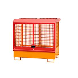 Gefahrstoff-Depot Typ GD-C BAUER, Stahl, L 1430 x B 820 x H 1390 mm, Zylinderschloss, Auffangvolumen 220 I, gelborange RAL 2000