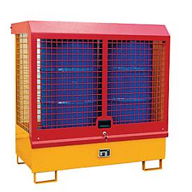 Gefahrstoff-Depot Typ GD-C BAUER, Stahl, L 1430 x B 820 x H 1390 mm, Zylinderschloss, Auffangvolumen 220 I, gelborange RAL 2000