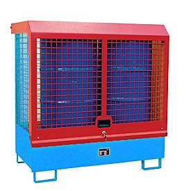 Gefahrstoff-Depot Typ GD-C BAUER, Stahl, L 1430 x B 820 x H 1390 mm, Zylinderschloss, Auffangvolumen 220 I, lichtblau RAL 5012