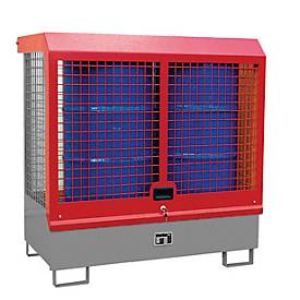 Gefahrstoff-Depot Typ GD-C BAUER, Stahl, L 1430 x B 820 x H 1390 mm, Zylinderschloss, Auffangvolumen 220 I, mausgrau RAL 7005