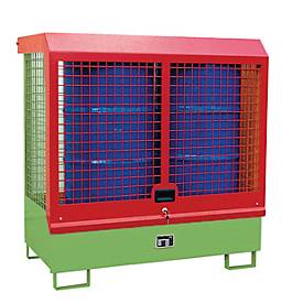 Gefahrstoff-Depot Typ GD-C BAUER, Stahl, L 1430 x B 820 x H 1390 mm, Zylinderschloss, Auffangvolumen 220 I, resedagrün RAL 6011