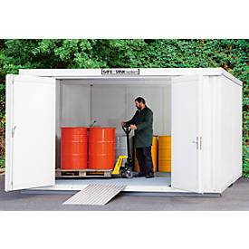 Gefahrstoffcontainer SAFE Tank 2000, isoliert, RAL 9002 grauweiß, B 3050 x T 4340 x H 2520 mm