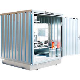 Gefahrstoffcontainer SAFE Tank 400 KTC, verzinkt, B 2100 x T 2170 x H 2400 mm, bis 1 x 1000 l IBC zur passiven Lagerung