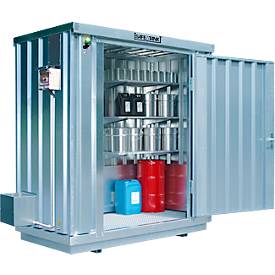 Gefahrstoffcontainer ST 300 SAFE Tank ECO, verzinkt, B 2100 x T 1140 x H 2300 mm, 275 l, aktive Lagerung, temporärer explosionsgeschützter Lüfter