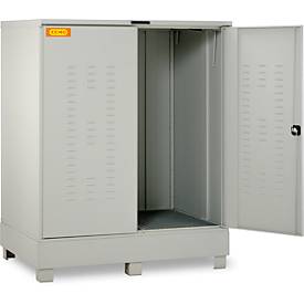 Gefahrstoffdepot CEMO 320, Stahl, Auffangvolumen 320 l, abschließbar, B 1500 x T 1200 x H 1895 mm, für 2 x 200 l/6 x 60 l