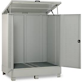 Gefahrstoffdepot CEMO 320, Stahl, Auffangvolumen 320 l, abschließbar, B 1500 x T 1200 x H 1895 mm, für 2 x 200 l/6 x 60 l