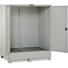 Gefahrstoffdepot CEMO 320, Stahl, Auffangvolumen 320 l, abschließbar, B 1500 x T 1200 x H 1895 mm, für 2 x 200 l/6 x 60 l
