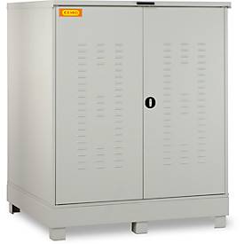 Gefahrstoffdepot CEMO 400, Stahl, Auffangvolumen 400 l, abschließbar, B 1500 x T 1500 x H 1895 mm, für 4 x 200 l/9 x 60 l