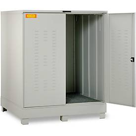 Gefahrstoffdepot CEMO 400, Stahl, Auffangvolumen 400 l, abschließbar, B 1500 x T 1500 x H 1895 mm, für 4 x 200 l/9 x 60 l