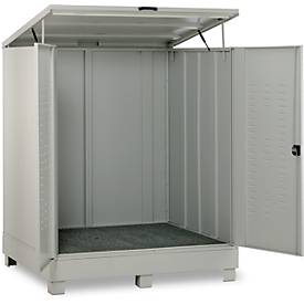 Gefahrstoffdepot CEMO 400, Stahl, Auffangvolumen 400 l, abschließbar, B 1500 x T 1500 x H 1895 mm, für 4 x 200 l/9 x 60 l