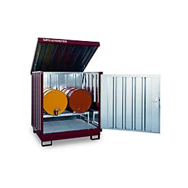 Gefahrstoffdepot Safe Master, Typ SM 4, Kapazität 4 x 200 l Fässer stehend, WGK 1-3, verzinkt und lackiert