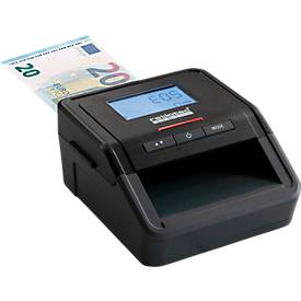 Geldscheinprüfer ratiotec® Smart Protect, EZB-Standard, IR/MG/MT/SD, 3 Währungen, LED-Balkenanzeige & Warnsignal, USB/microSD, Netzkabel, schwarz