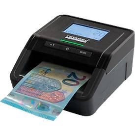 Geldscheinprüfer ratiotec® Smart Protect Plus, EZB-Standard, IR/MG/MT/SD, 3 Währungen, LC-Display & Warnsignal, Zählfunktion, USB/microSD, schwarz