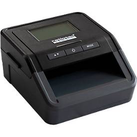 Geldscheinprüfer ratiotec® Smart Protect Plus, EZB-Standard, IR/MG/MT/SD, 3 Währungen, LC-Display & Warnsignal, Zählfunktion, USB/microSD, schwarz