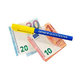 Geldscheinprüfer Stift Genie Quick Tester, prüft Euro/USD/GBP/CHF durch chemische Reaktion, 5 Stück