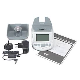 Geldwaage ratiotec® RS 1000, für Münzen & Banknoten, EUR/GBP/CHF, Additions- & Druckfunktion, USB, L 190 x B 129 x H 108 mm, grau