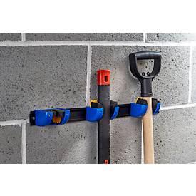 Gerätehalter XXL, Wandmontage, für bis zu 3 Geräte, Klemmbereich 10-40 mm, bis 30 kg, L 525 mm, Kunststoff und Stahl, blau-schwarz