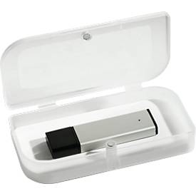 Geschenkbox für USB-Sticks, für 1 Stick einer Größe bis max. L 90 x B 40 x H 18 mm, Magnetverschluss, Kunststoff, weiß-transparent, ohne USB-Stick